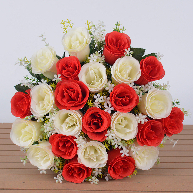 Ramos de rosas artificiales de seda (flores secas), para decoración de bodas (sendero), hogar, mesas o centros de mesa.