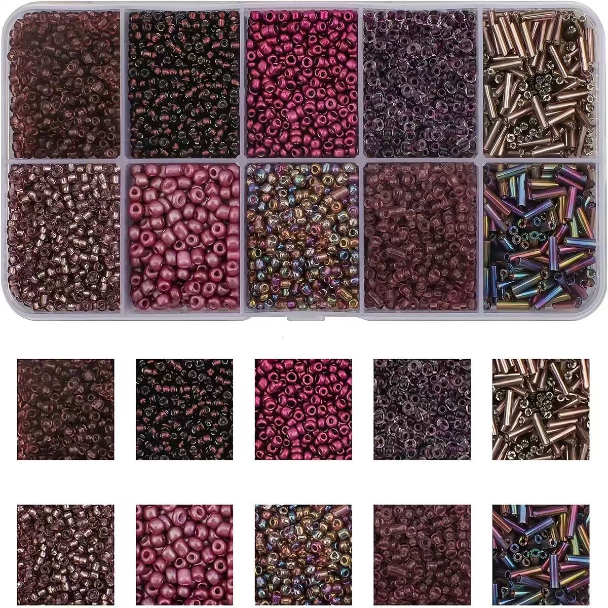 Cuentas de arroz 10 cuadrícula multicolor caja clásica de cuentas sueltas sequinilla pulsera pendientes DIY accesorios joyería al por mayor