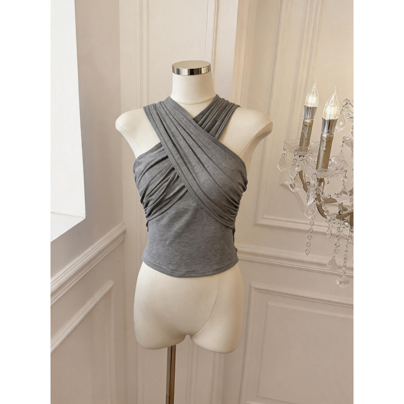 Real Price Guaranteed: French-Style Spicy Girl Cross Halter V-Neck Sleeveless Tank Top for Women, Summer Pure Desire Style, Fashionable Top Real Price Guaranteed: French-Style Spicy Girl Cross Halter V-Neck Sleeveless Tank Top for Women, Summer Pure Desire Style, Fashionable Top