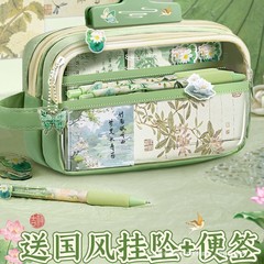 中国風鉛筆バッグ、高価値、大容量、女の子用2025年新作文具箱、女の子用透明筆箱、小学生