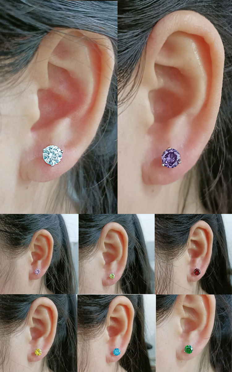3g Weight Zircon Inlay Material Ear Studs Classification 1 Pair Quantity Daily Occasion 1 Pair 925 Sterling Silver Round Zircon Ear Studs
