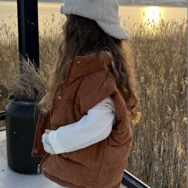 Chaleco infantil para niños y niñas, prenda de abrigo gruesa y cálida, chaleco de algodón de pana para otoño/invierno, chaleco exterior para bebés