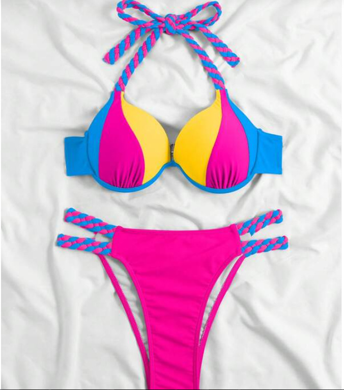 Women's Solid Color 2 Pieces Set Bikinis Swimwear display picture 18