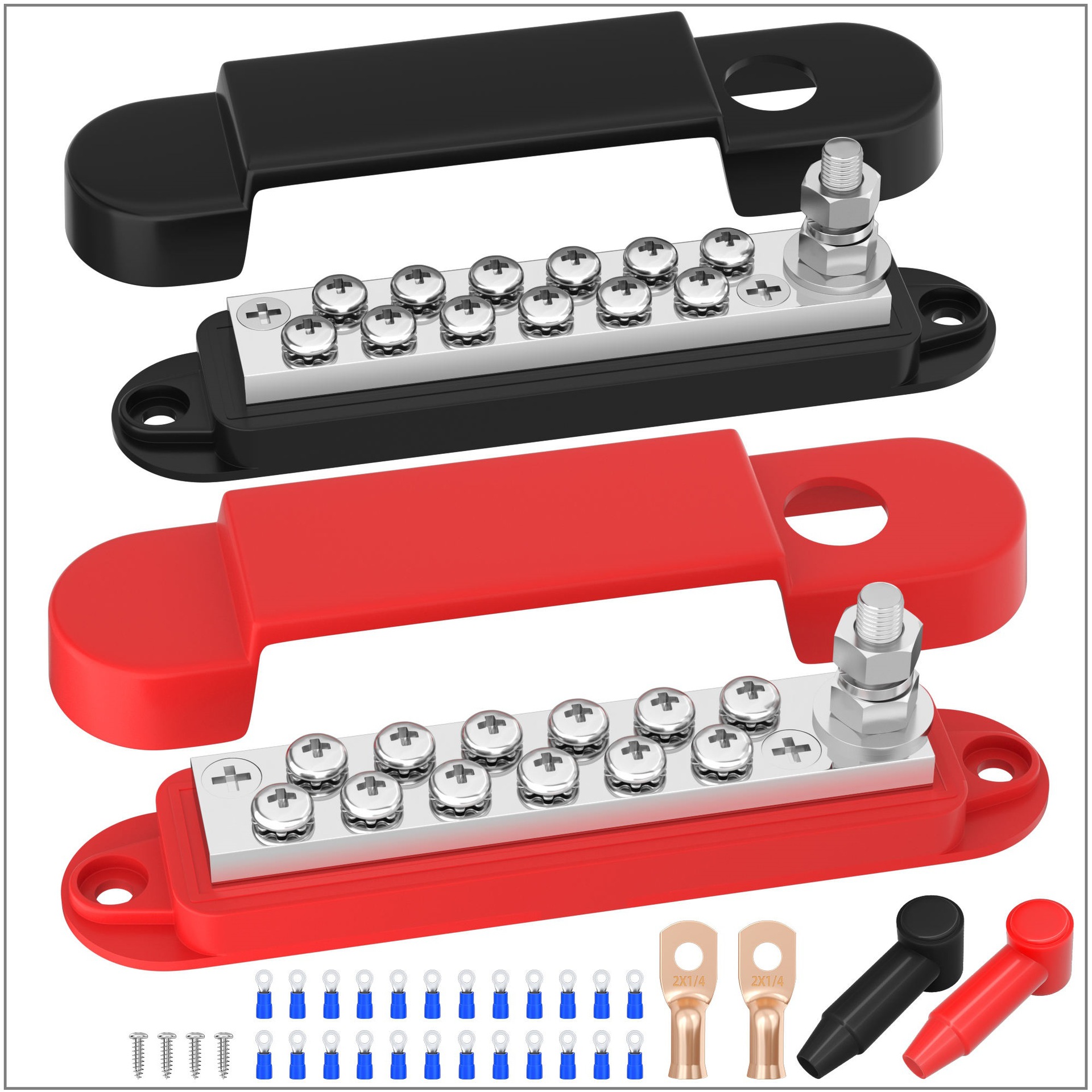 ONEGOL 双排连接块12位汇线排RV配电端子块汇线排电路汇流排48VDC