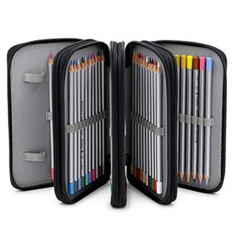 Cross-Border Wholesale 2024 Student Stationery Bag Sketching and Painting 32-Color 48-Color 72-Color Storage Colored Pencil Case with Zipper