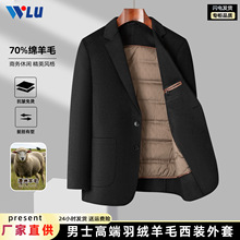 男式羊毛大衣2025年秋冬季羽绒内胆西服商务休闲双面呢子西装外套