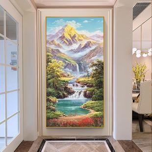 2024 New Style Dafen Oil Painting Hand-Painted Entrance Decorative Painting Corridor Aisle Sunshine Golden Mountain Scenery Hanging Painting Cornucopia