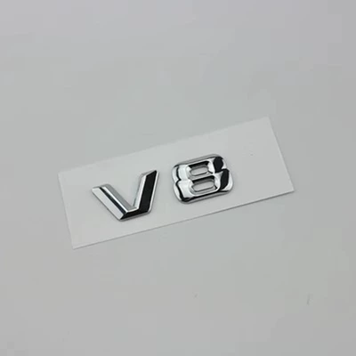 Car logo personality V6V8V10V12 side standard C - v8-bright-silver-three-dimensional