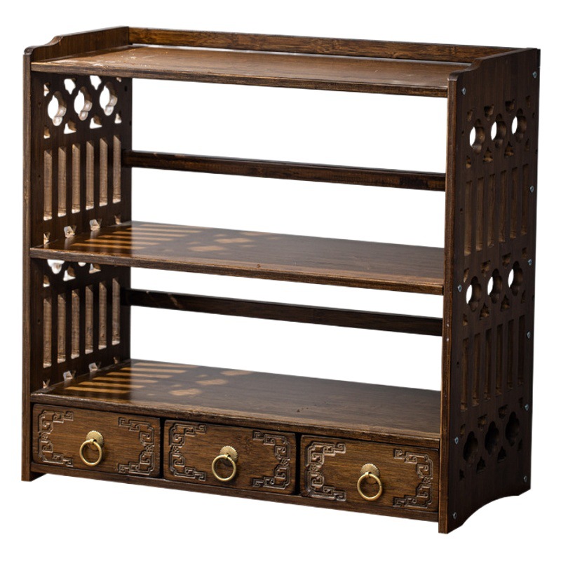 Estante de almacenamiento de escritorio pequeño Duobao Pavilion juego de té pantalla celosía decoración mesa de oficina estante de almacenamiento de té