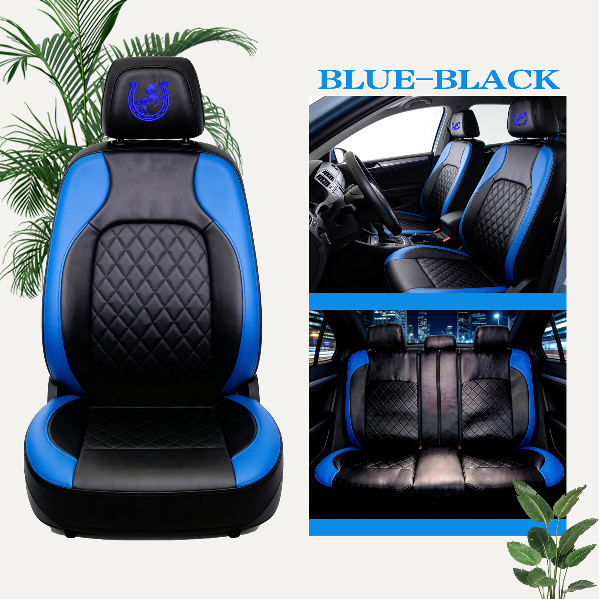 Universal seat covers from the manufacturer, leather style, suitable for all seasons, with a triangular grid pattern, sandwich construction, full coverage car seat cushion