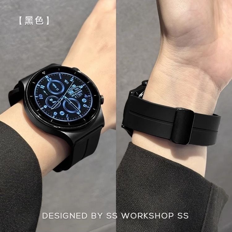 シリコン時計ストラップ 20mm22mm インターフェース幅ユニバーサル耳針取り外し交換用磁気折りたたみバックル時計ストラップ|undefined