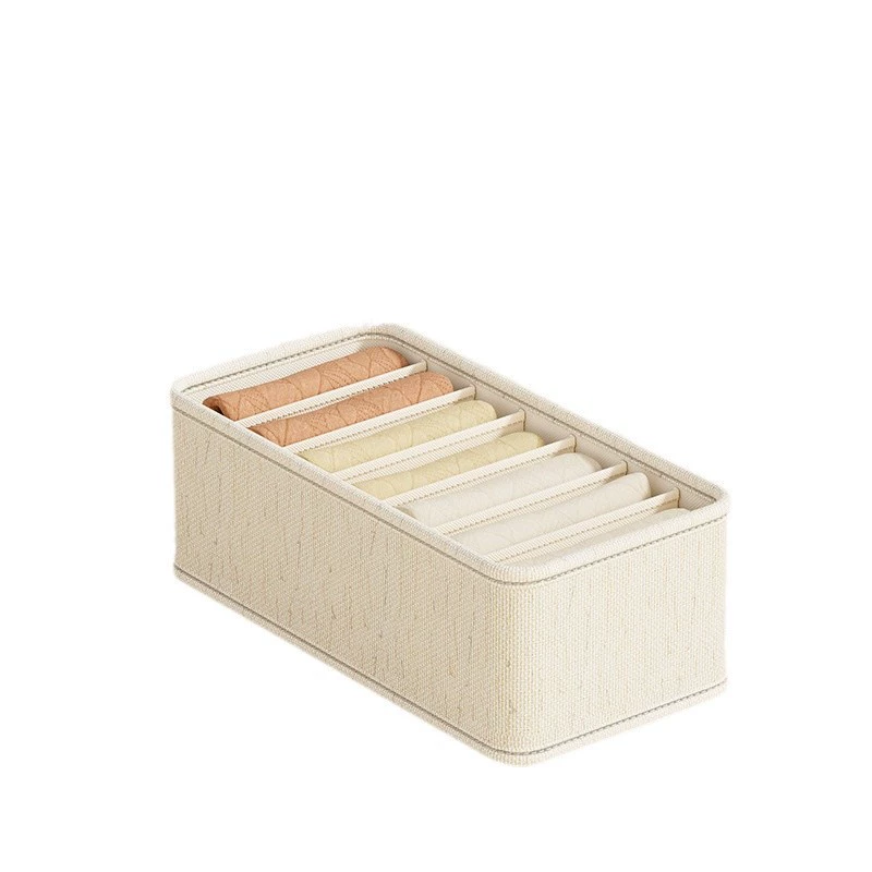 Underwear Storage Box 3-in-1, Cotton-Linen Organizer with Compartments, 2–20 Cells, Stackable