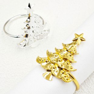 Hotel Tableware Christmas Tree Napkin Ring Napkin Buckle Napkin Ring Cloth Ring Silver Gold Manufacturer Wholesale