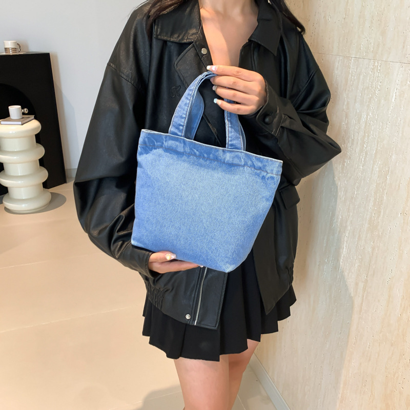 Denim bag wholesale gift simple fashion trend large capacity literary women's bag Korean style commuter canvas bag