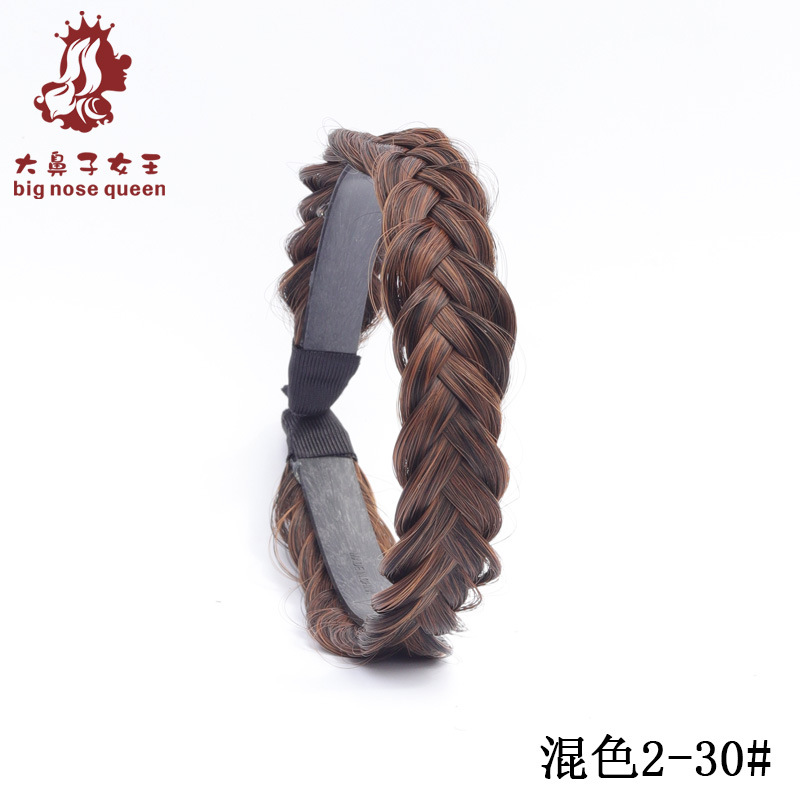 Internet celebridad moda Fishbone trenza desordenada peluca natural mujer trenzada Twist trenza diadema dentada antideslizante pelo presionando diadema