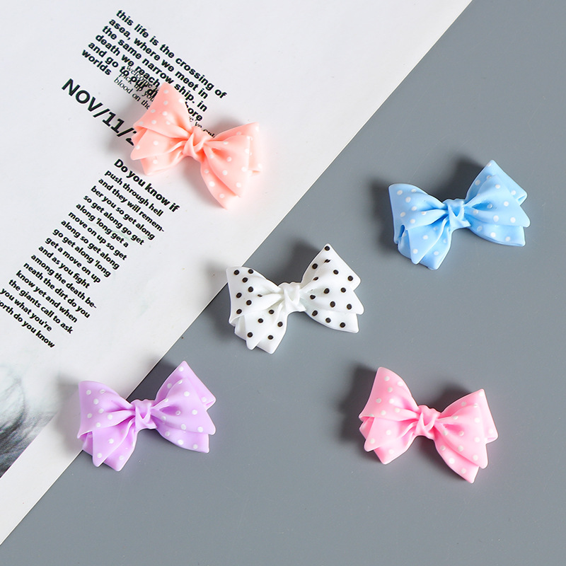 Matte Wave Dot Bow Tie Bow Resin Small Accessories Handmade DIY Cream Glue Refrigerator Sticker Hole Shoes Buckle Jewelry