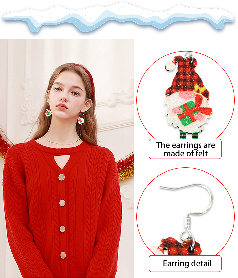 5g Weight Christmas Festival Bell, Elk Pattern Women's Gender Cute Style Cute Bell Elk Drop Earrings 无