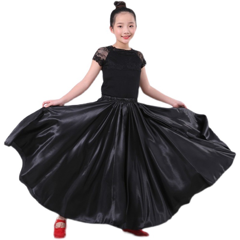 Ropa de rendimiento de media longitud para niños Falda de corrida de toros española Falda de baile grande falda de swing grande para niña abriendo danza ropa de baile para niños