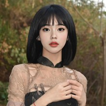 假发女短发BOBO黑色空气刘海少女波波头短直发自然仿真全头套批发