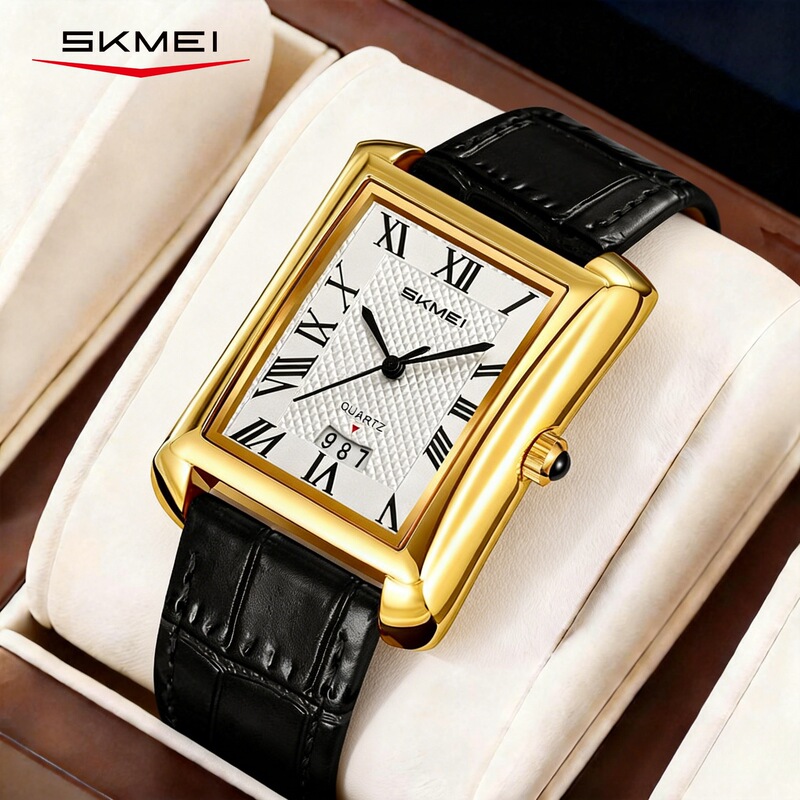 Momentum Genuine Men's Watch Square Leather Strap Calendar Quartz Watch Business Retro Light Luxury Quartz Watch Momentum Genuine Men's Watch Square Leather Strap Calendar Quartz Watch Business Retro Light Luxury Quartz Watch