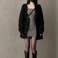 Autumn black sweater, cardigan, jacket