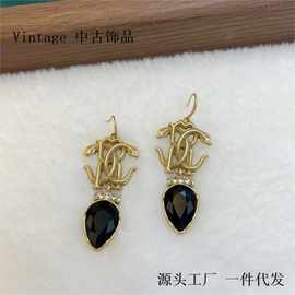 中古Vintage双蛇复古做旧缠绕美杜莎电镀真金女式耳钩耳坠