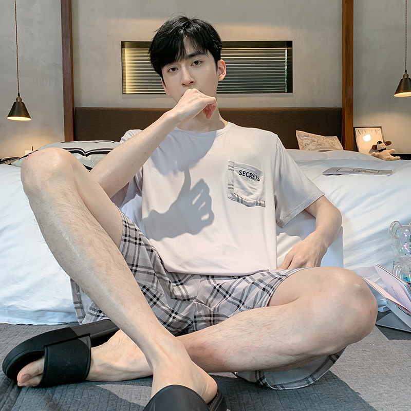 Summer Pajamas Men's Modal Thin Short-sleeved Shorts Casual Large Size Two-piece Men's Home Clothes Set Summer Pajamas Men's Modal Thin Short-sleeved Shorts Casual Large Size Two-piece Men's Home Clothes Set