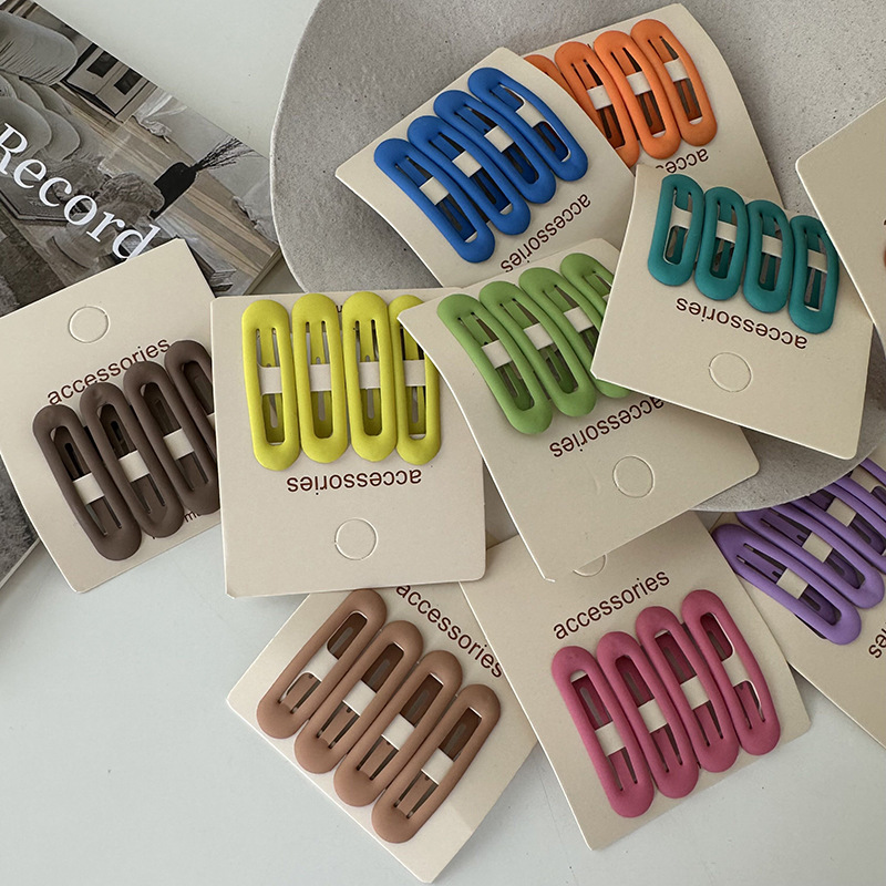 Cremefarbene Ovale Haarspangen Set 4 Tlg Matte Pony Haarclips_voghion.com