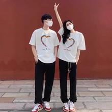 ETK两件出游情侣装新款网红爆款t恤情侣短袖一男一女夏季情侣短袖