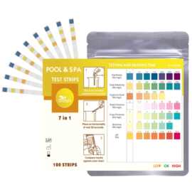 外贸水试纸泳池7合1多项检测pH试纸袋装水质试纸条精准测含氯