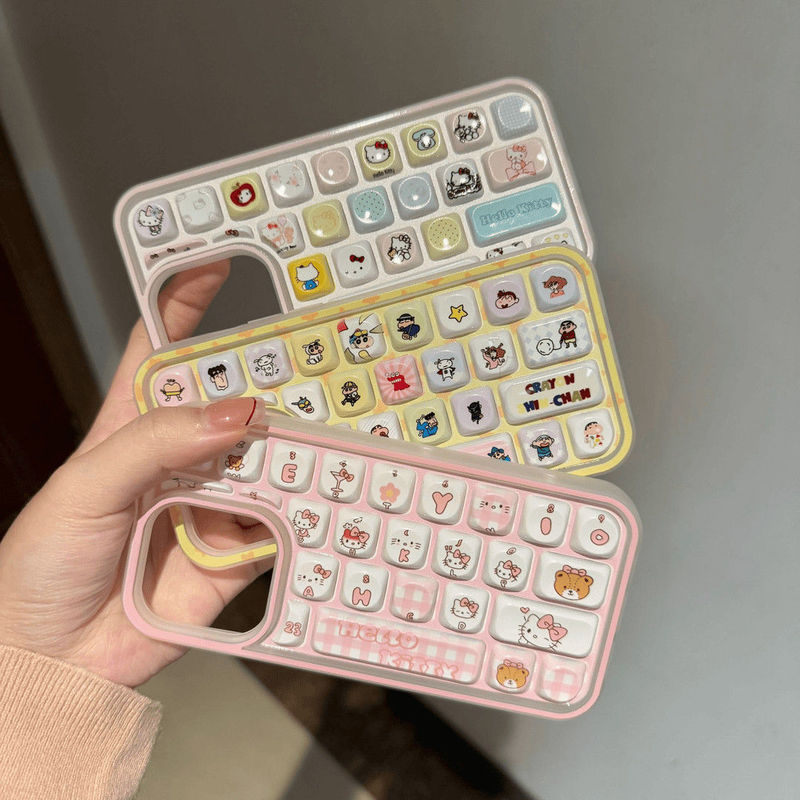 Cute Keyboard Kitty Suitable for Apple 16Promax Mobile Phone Case Iphone15 New Apple 14/13/12