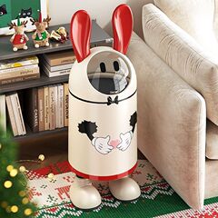 見栄えの良いシンプルなゴミ箱、新年、家庭、結婚式のお祝い、厚い蓋付き、超かわいいウサギの耳の床置き収納ラック