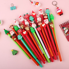 Cartoon Christmas 3D Neutral Pen, Full Barrel Design, Smooth Water-Based Neutral Ink with Black Refill—Featuring Christmas Santa and Cute Animal Themes