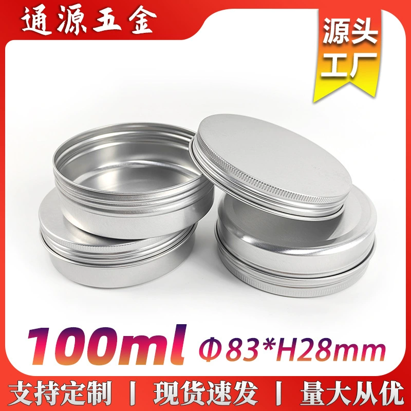 Фабрика прямых продаж 100ml алюминиевая коробка 83*28 мм круглая резьба металлическая упаковочная коробка 100 г воск для волос косметическая банка