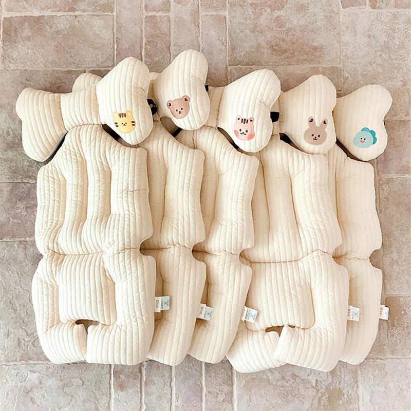ins Korean animal embroidery baby stroller cushion anti-humpback autumn and winter thickened cotton cushion chair walker cushion