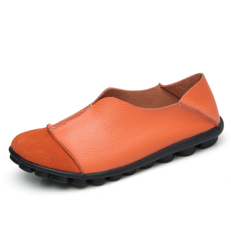 跨境專供大碼女鞋中老年軟底媽媽鞋平底單鞋豆豆鞋女壹腳蹬懶人鞋