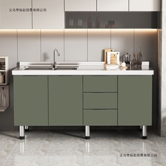 橱柜厨房不锈钢台面一体式灶台柜家用灶台组装加宽厨房柜租房橱柜