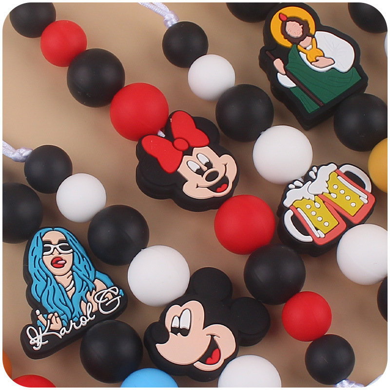 Nuevo bebé de dibujos animados animal pequeño mordedor creativo DIY lindo silicona mordedura molar Cadena de pezón cadena anti-caída