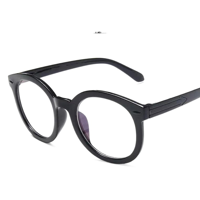 Marco grande redondo negro flecha anti-azul gafas de luz marco hombres y mujeres mismo estilo internet celebridad llanura tiro en la calle gafas lisas gafas de miopía