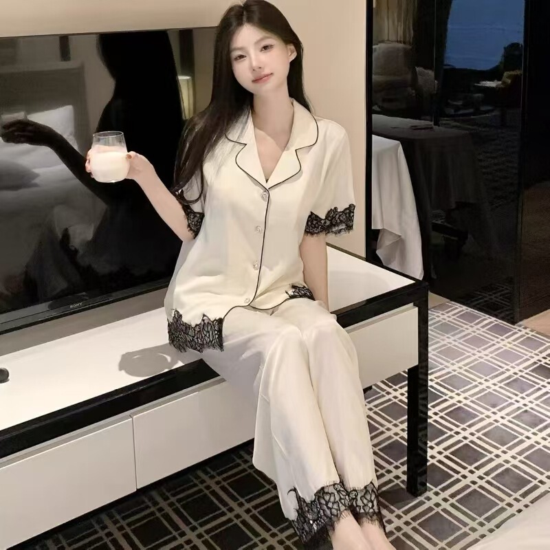 Ice Silk Pajamas for Women, New Summer Luxury Four-Piece Set with Camisole Shorts, High-End Loungewear