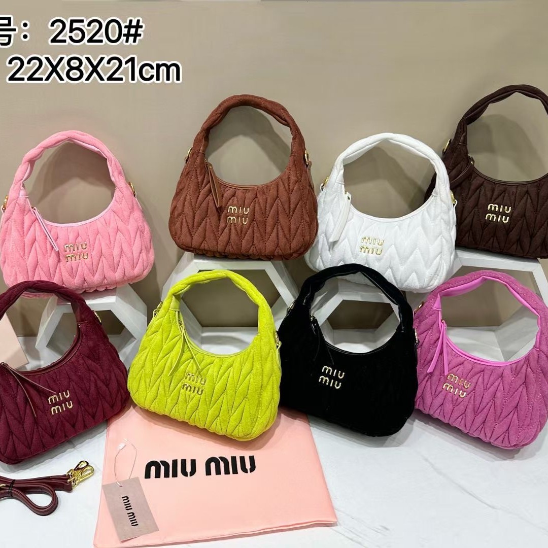 Miu's New Suede Handbag, Casual Pleated Hobo Underarm Bag, Women's Dumpling Crescent Bag, Crossbody Bag, Trendy