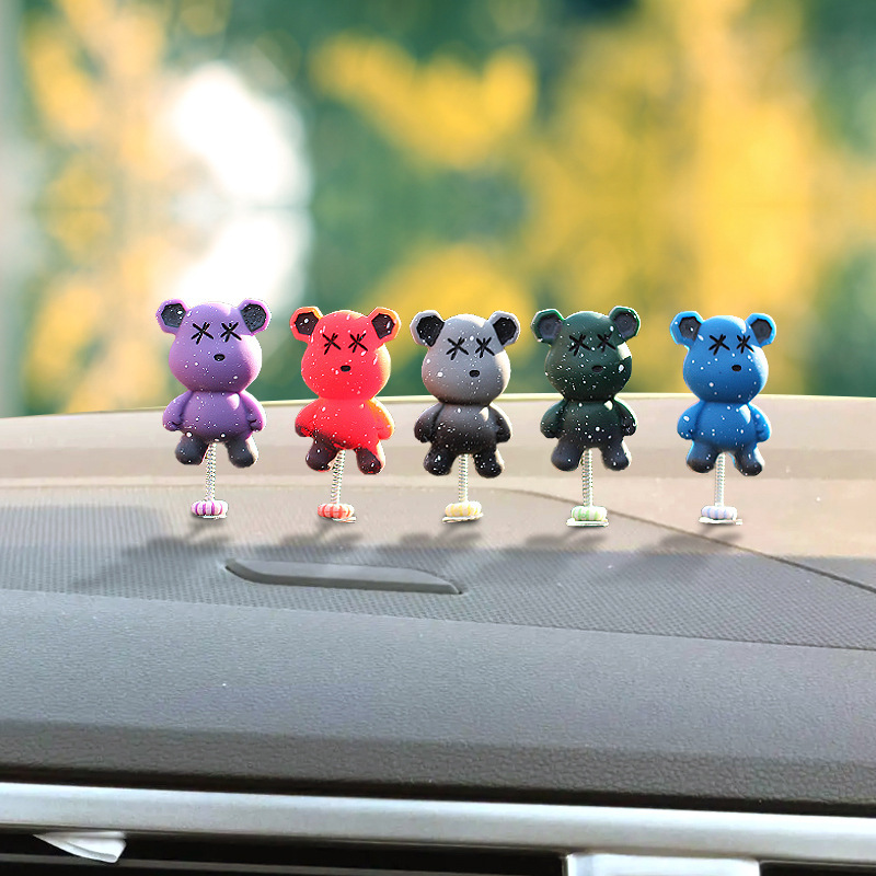 Lindo oso violento decoración de coche muñeca de oso de cielo estrellado consola central de coche productos de decoración interior plástico femenino