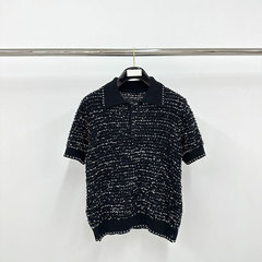 23FW 夏新作 オールドマネー シンプル気質 POLO ラペル半袖セーター