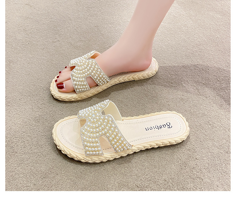 High Value Pearl Sandals For Summer Outerwear Stylish Flat Comfortable Slippers Vacation Shopping Beach Non Slip_voghion.com