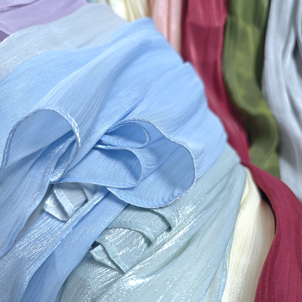 Bestselling Breathable Cool Island Satin Smooth And Wrinkled Long Malaysia Shimmershawl Shiny Silk Scarf_voghion.com