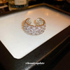 Zirconium, one size fashionable small design ring, advanced accessory, flowered, trend of season, on index finger, high-end