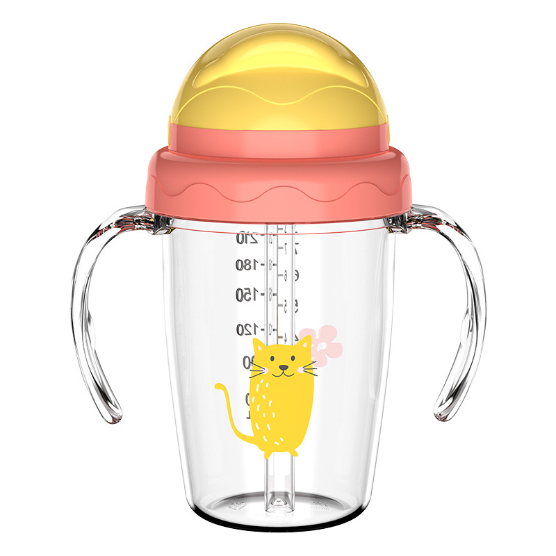 Taza de agua para bebés de dibujos animados, taza de bebés a prueba de fugas, taza de agua a prueba de fugas con mango, taza de bebida directa al por mayor