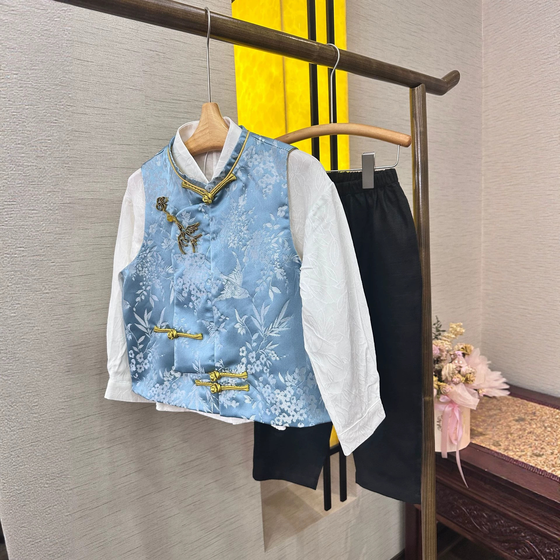 Little Pony Style Yannanfei Chinese Style Buttoned Vest New Spring and Summer Sleeveless Vest for Parent-Child Matching