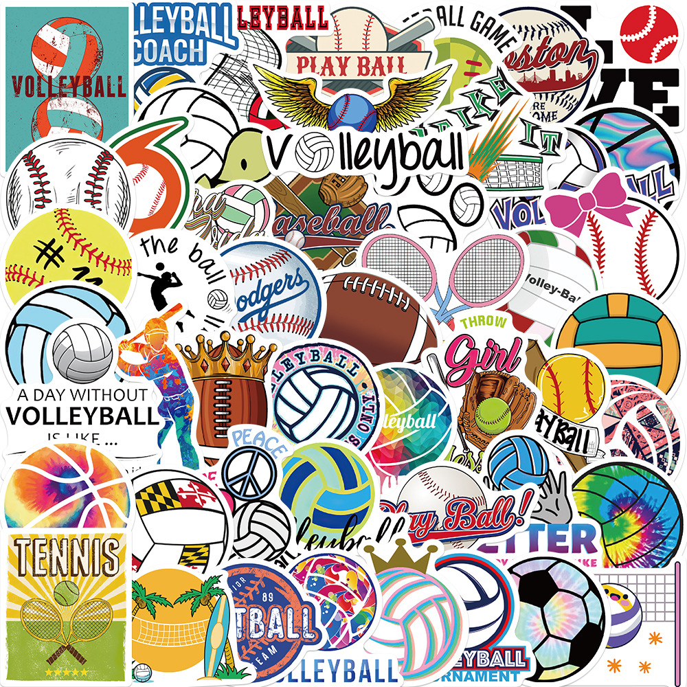 50 Stickers De Cahier De Valise De Décoration Personnalisée De Collection De Sports De Boule display picture 1