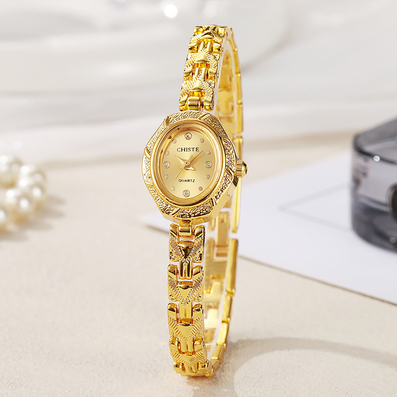 25 New Bracelet Watches Small Gold Ladies Watches Women's Watches Niche Mid-Century Style Oval High-End Guangzhou Watches